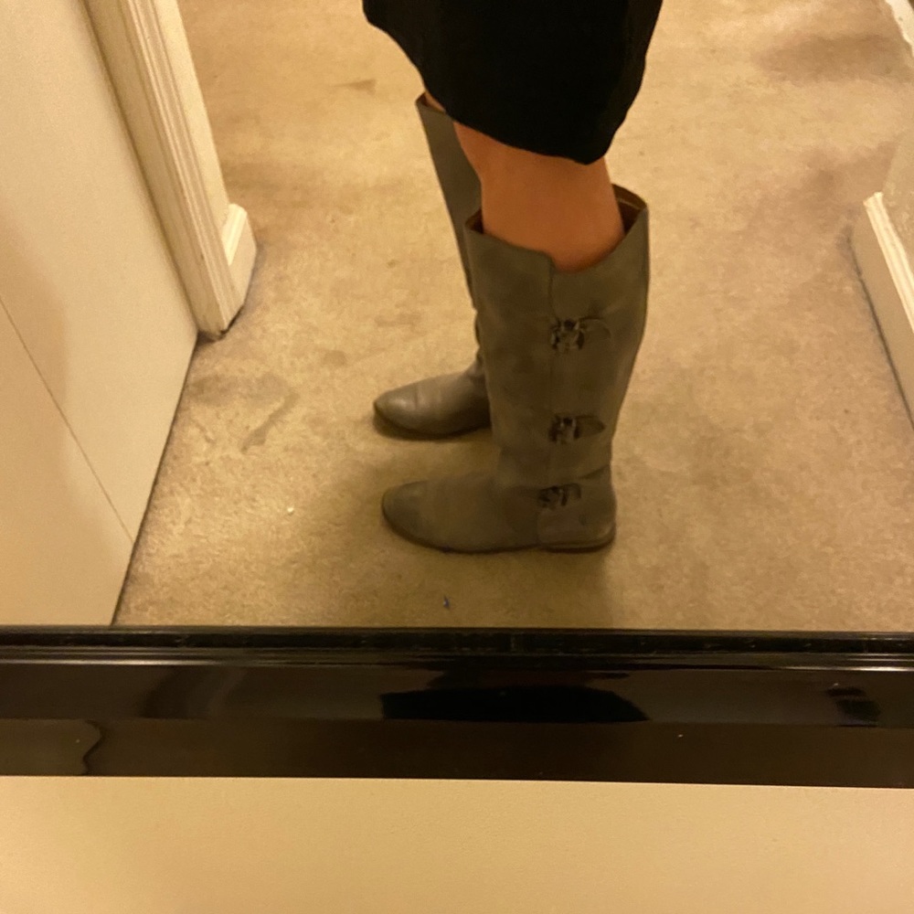 Frye Gray Knee-high boots with Buckle detail